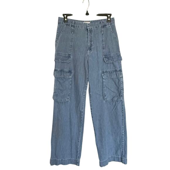 Frame Jeans Size 30 Relaxed Cargo Mid Waist Straight Leg Medium Light Wash - Picture 2 of 12